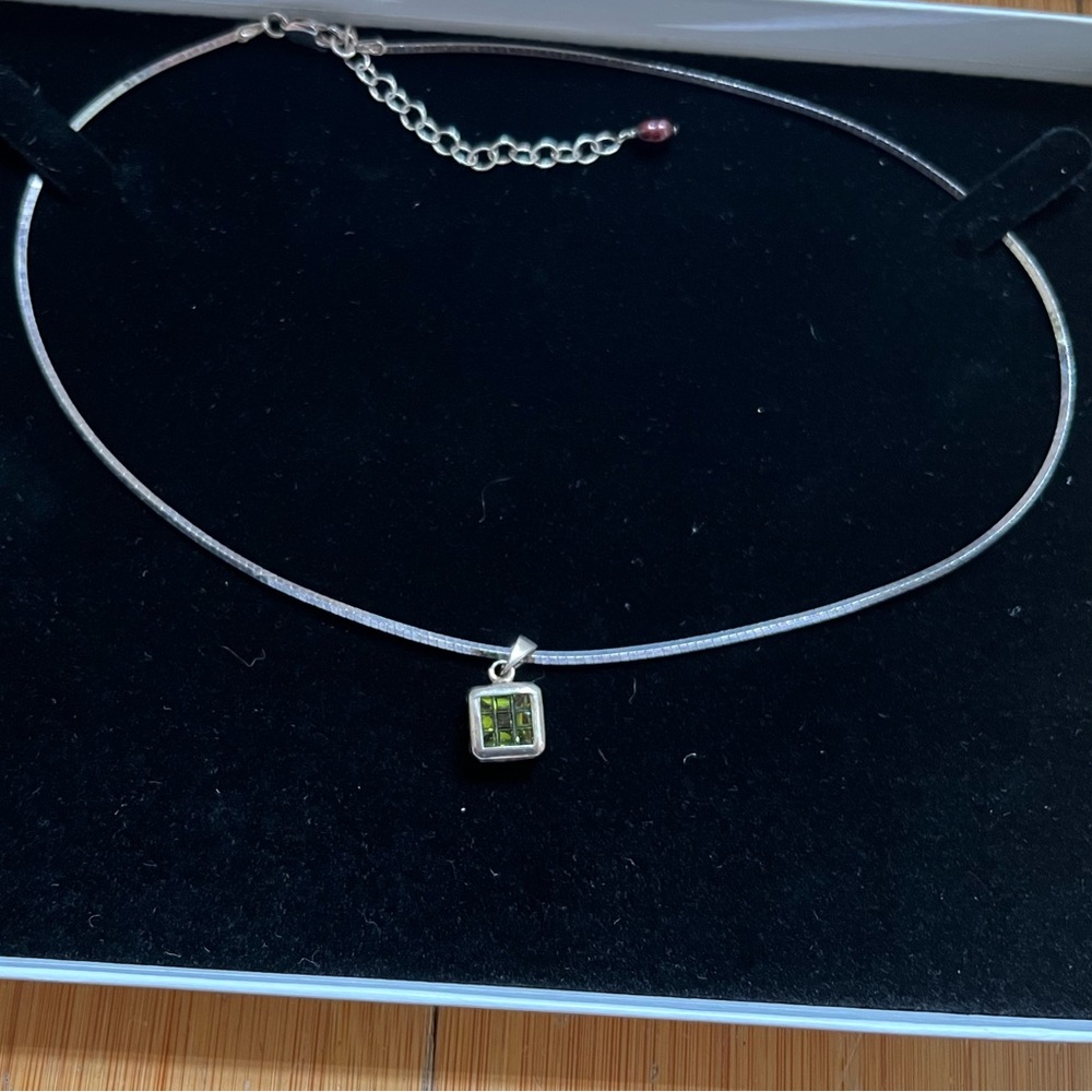 Silver Necklace with Green Stone - never worn